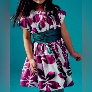 Tea Collection Shibui Sash Floral Magenta And Teal Dress Size 2 NEW WITH TAGS